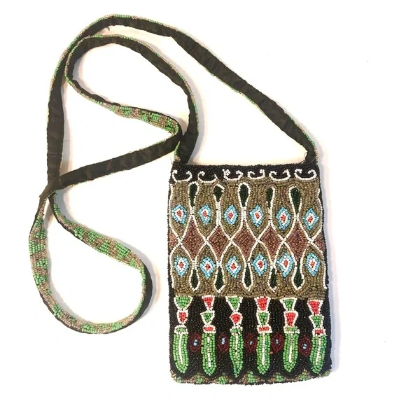 CHRISTIANA Multicolor Glass Beaded Crossbody Bag Purse - Picture 3 of 7